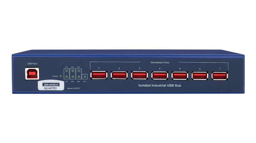 ULI-417CI - Industrial USB 2.0 Hub, 7 Port, Isolated, High Retention Connectors
